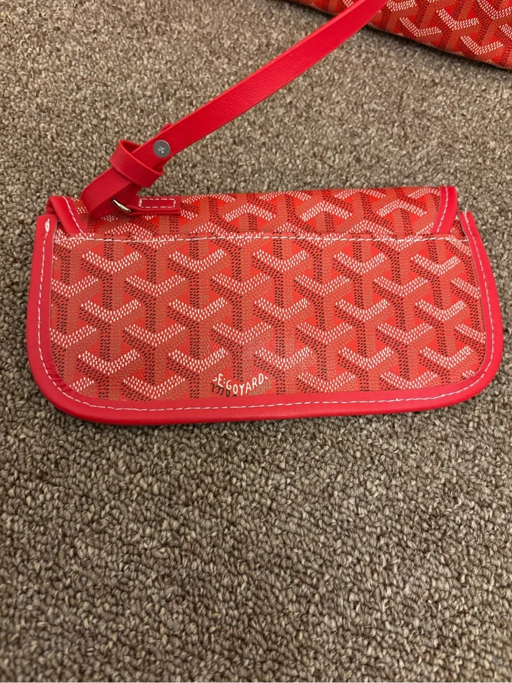 Red Patterned Tote with Matching Pouch - Designer-Inspired